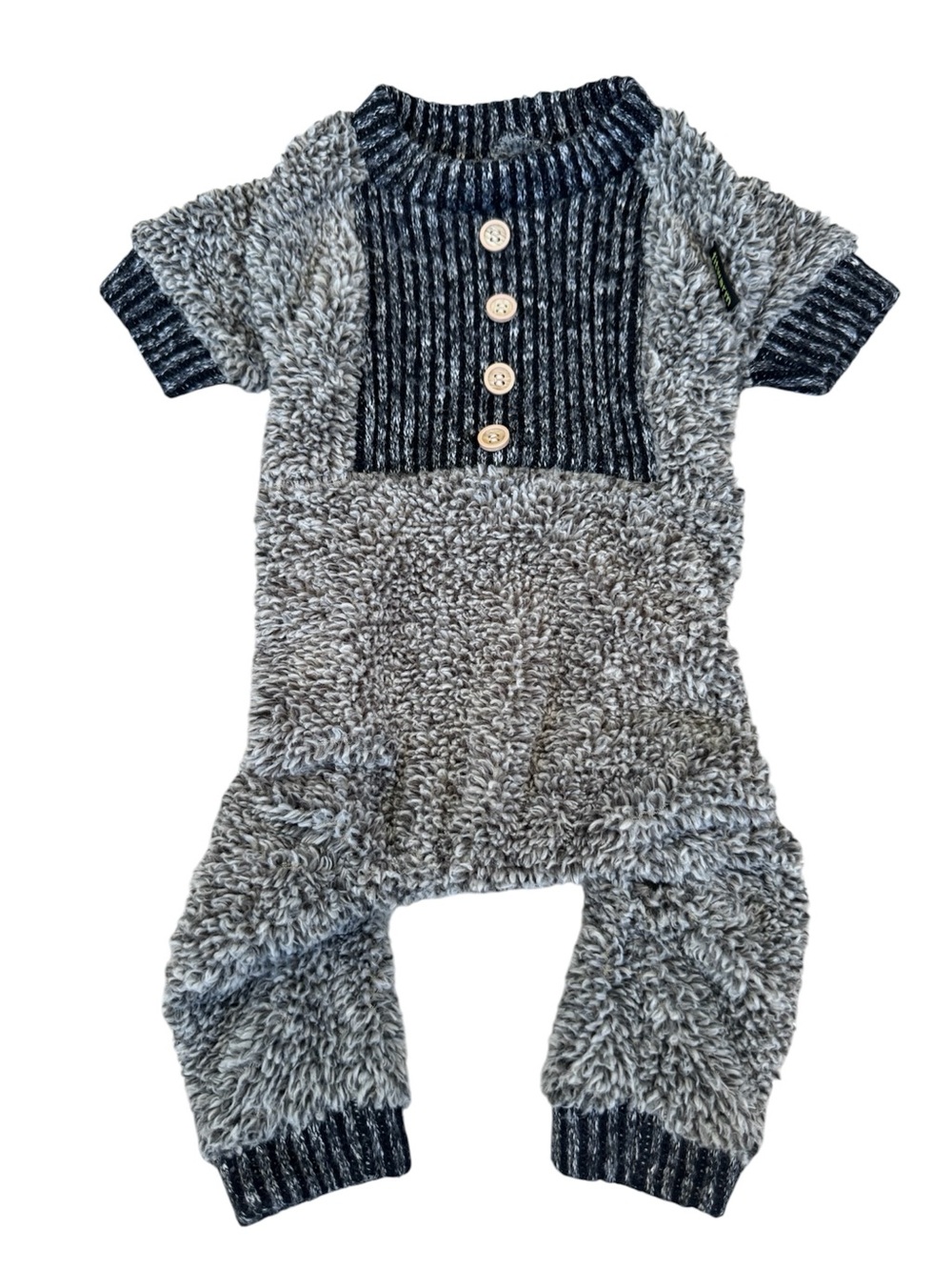 Like New! Dog Fuzzy Pajamas. “Fitwarm” Grey Pet Onesie for Thermal Warmth. Med.